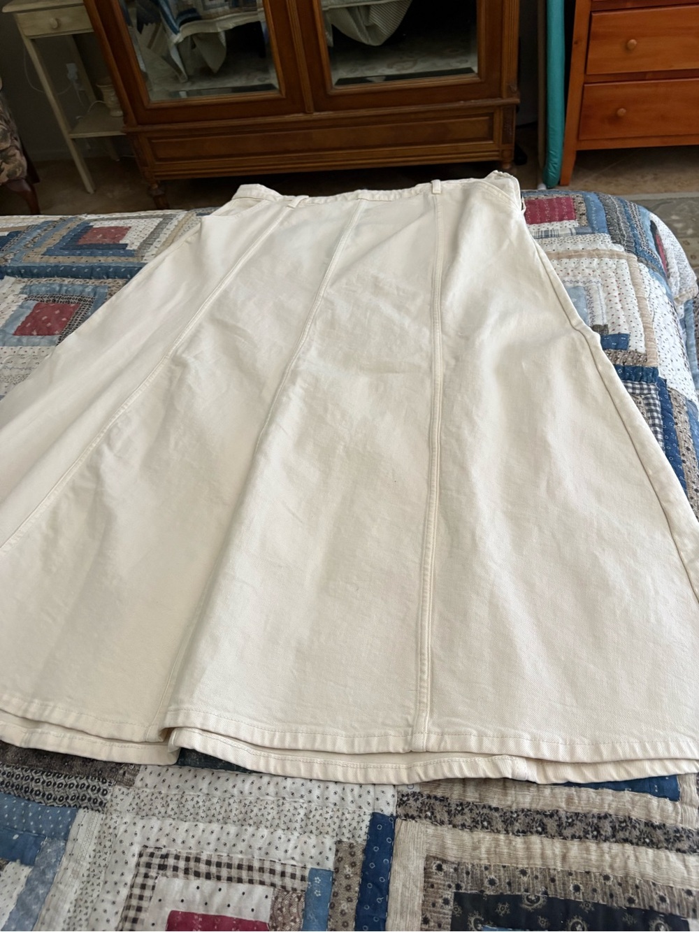 Banana Republic Cream A-Line Midi Skirt